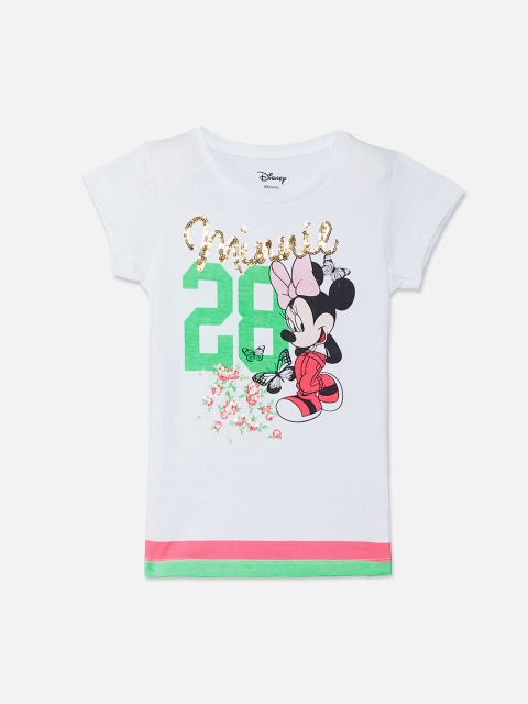 

Kids Ville Girls White Mickey Friends Printed Round Neck Pure Cotton T-shirt