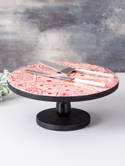 

nestroots Set of Multicoloured Printed Cake Stand, Server & Knife, Multi