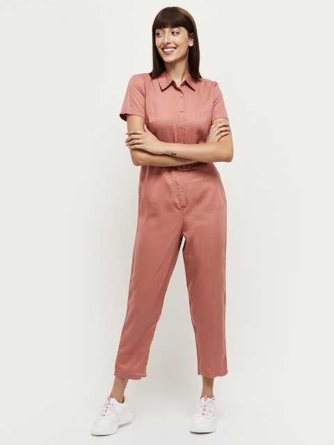 

max Women Pink Solid Basic Jumpsuit