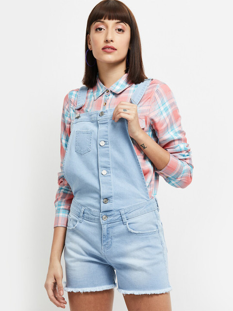 

max Women Blue Solid Dungaree