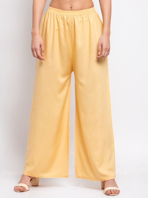

KLOTTHE Women Yellow Solid Wide Leg Palazzos