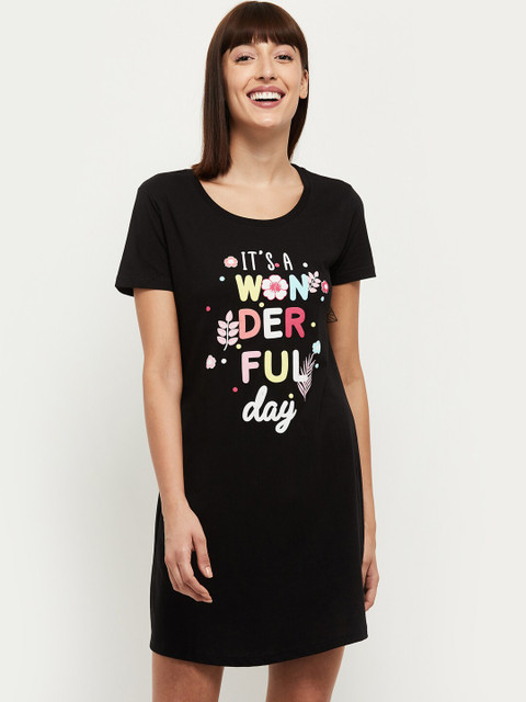 

max Black Printed Nightdress