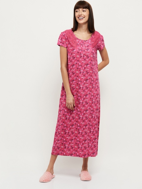 

max Women Magenta & Burgundy Printed Nightdress