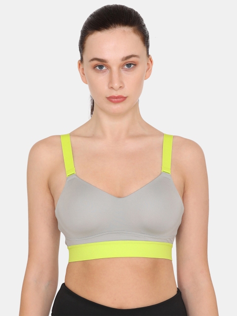 

Zelocity by Zivame Grey Solid Non-Wired Non Padded Workout Bra ZC4688FASHAGREY