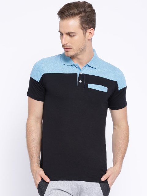 

Campus Sutra Black Colourblock Polo T-shirt