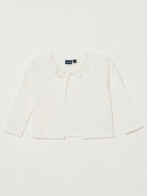 

Juniors by Lifestyle Girls Off-White Solid Open Front Shrug