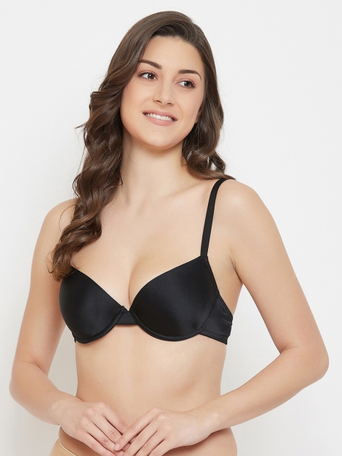 

Clovia Black Solid Underwired Lightly Padded T-shirt Bra BR2198P1332B