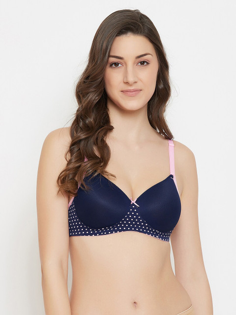 

Clovia Blue Printed Non-Wired Lightly Padded T-shirt Bra BR1897U0836E