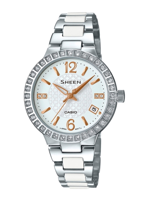 

Casio Sheen Women Silver Analogue Watches (SX183) SHE-4049D-7AUDR, White