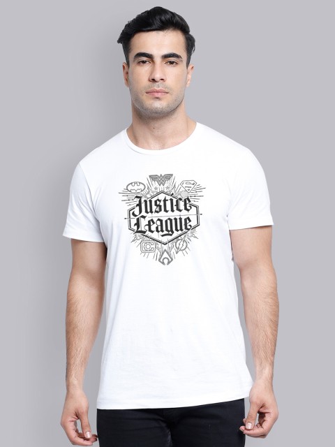 

Free Authority Men White & Black Justice League Printed T-shirt