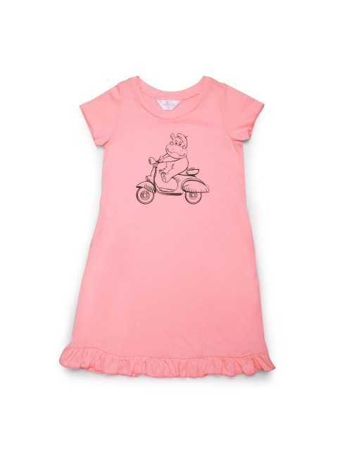 

Mystere Paris Girls Pink & Black Printed Nightdress