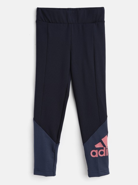 

ADIDAS Girls Navy Blue Solid BL Tights with Printed Detail