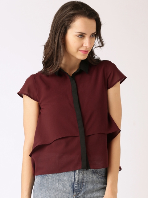 

DressBerry Women Maroon Layered Shirt