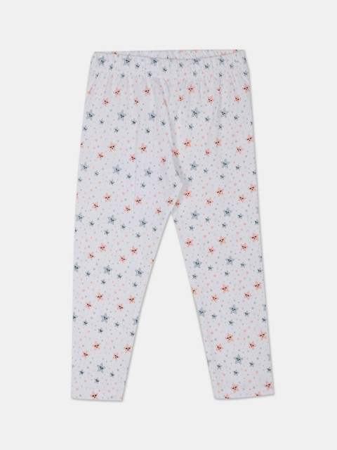 

Donuts Infant Girls White & Orange Printed Ankle-Length Leggings