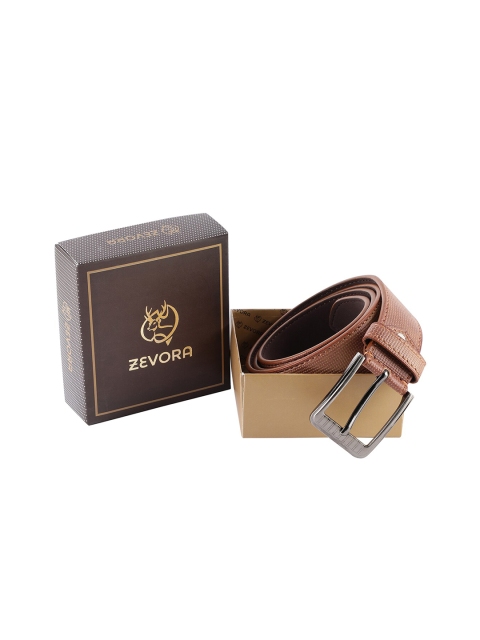 

ZEVORA Men Tan Brown Textured Belt