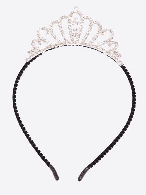 

CUTECUMBER Black & Silver-Toned Crown Hairband