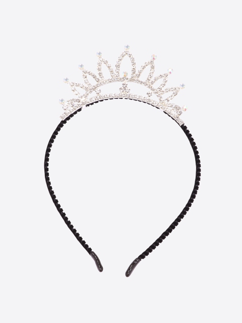 

CUTECUMBER Black & Silver-Toned Embellished Hairband