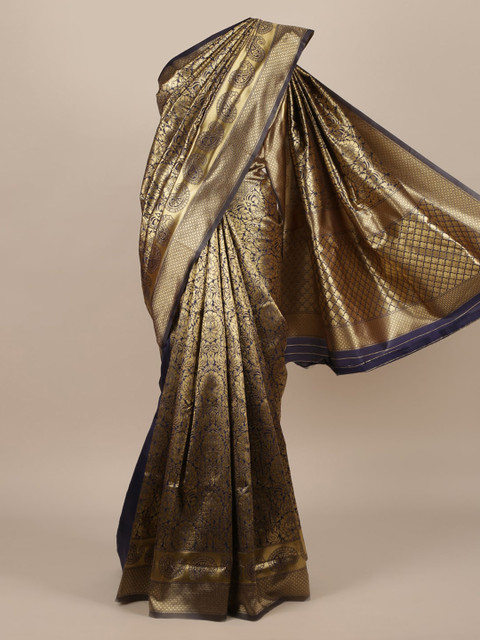 

Pothys Navy Blue Woven Design Jute Silk Saree