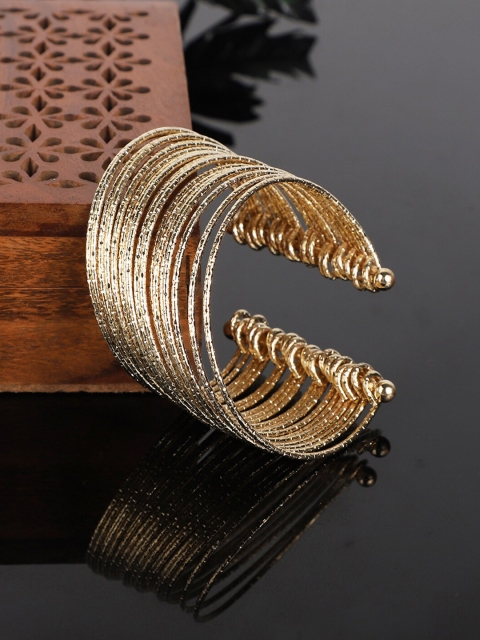 

ANIKAS CREATION Gold-Toned Handcrafted Cuff Bracelet