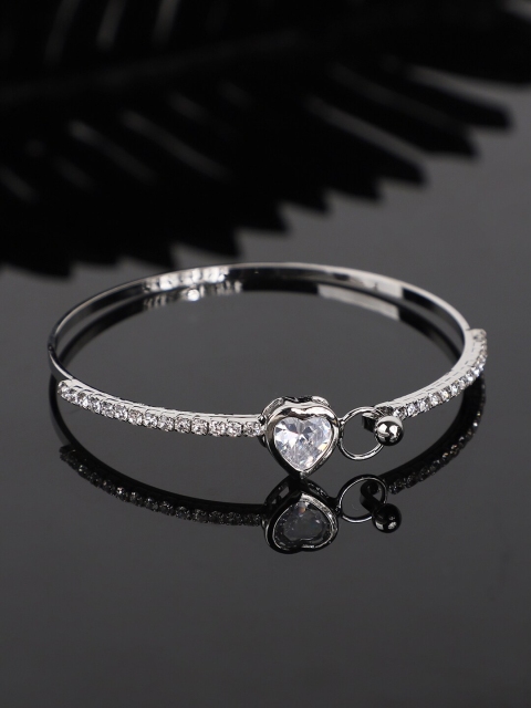 

ANIKAS CREATION Silver-Plated Handcrafted AD Studded Bangle-Style Bracelet