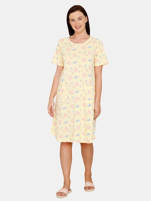 

Zivame Yellow & Blue Printed Nightdress