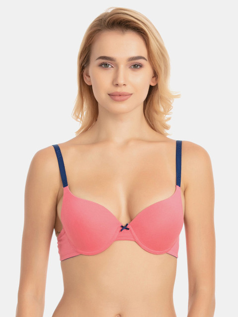 

Zivame Pink & Blue Solid Underwired Lightly Padded T-shirt Bra PY1010CORE0