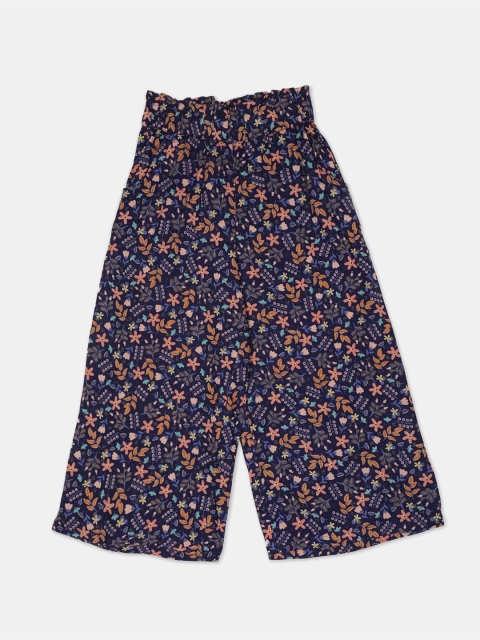 

Cherokee Girls Navy Blue & Brown Printed Flared Palazzos