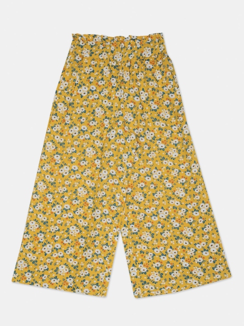 

Cherokee Girls Yellow & Green Printed Straight Palazzos