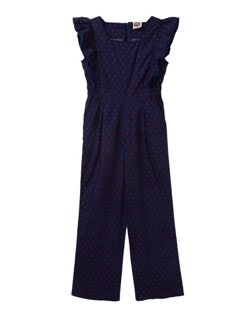

Cub McPaws Girls Navy Blue & Red Polka Dot Printed Basic Jumpsuit
