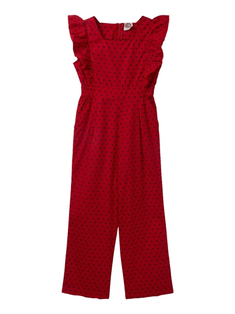 

Cub McPaws Girls Red & Navy Blue Printed Basic Jumpsuit