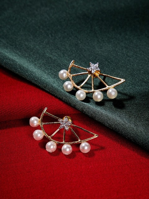 

ZeroKaata Gold-Plated AD Studded Crescent Shaped Studs
