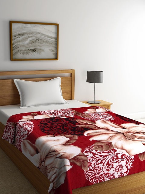 

NEUDIS Red & White Floral AC Room 210 GSM Single Bed Blanket