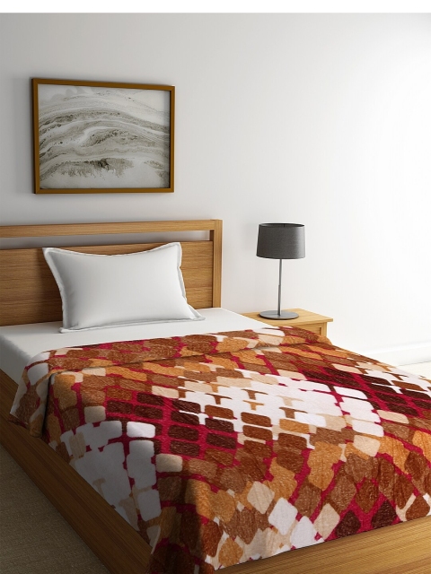 

NEUDIS Brown & White Geometric AC Room 210 GSM Single Bed Blanket