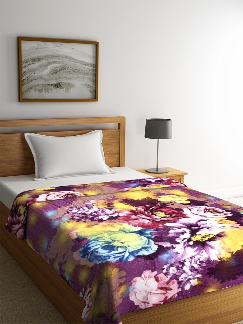 

NEUDIS Unisex Purple Floral Cozy Comfortable Flannel Fur SIngle Bed AC Blankets