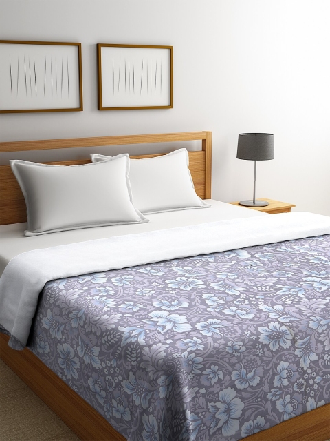 

NEUDIS Grey & Blue Floral AC Room 450 GSM Double Bed Comforter