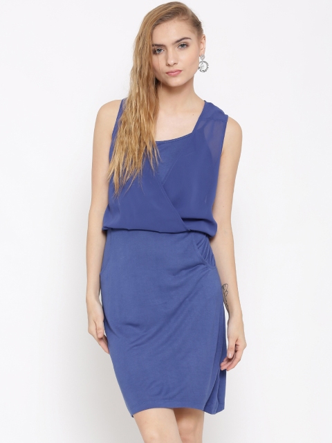 

DressBerry Women Blue Solid Blouson Dress