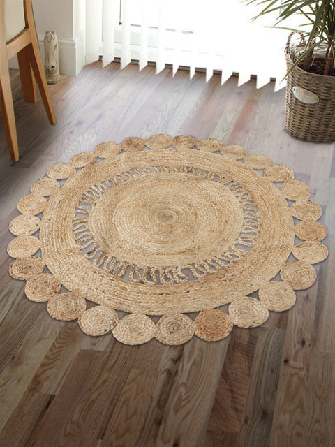 

HomeStorie Beige Natural Jute Sustainable Round Floor Carpet