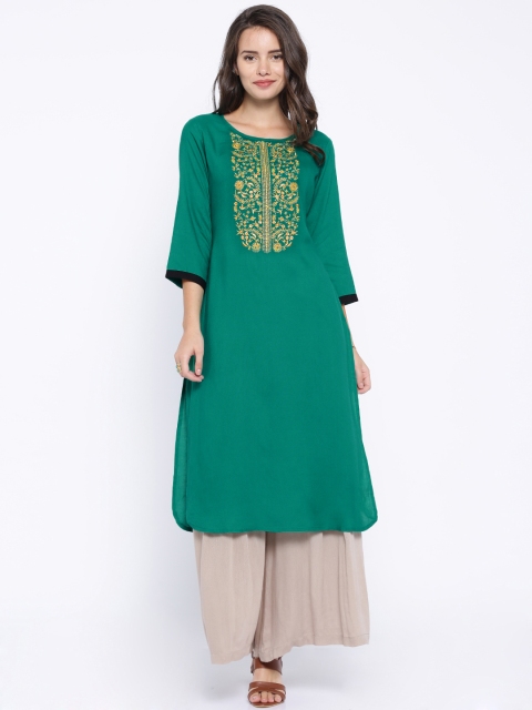 

Moda Rapido Green Embroidered Kurta