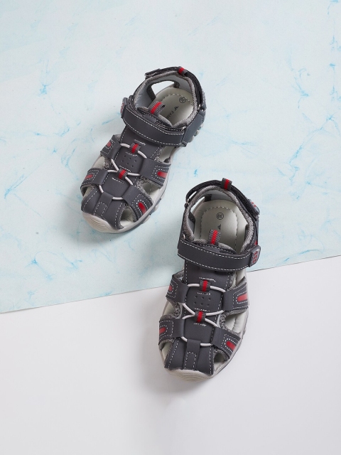 

Fame Forever by Lifestyle Boys Grey & Red Fisherman Sandals