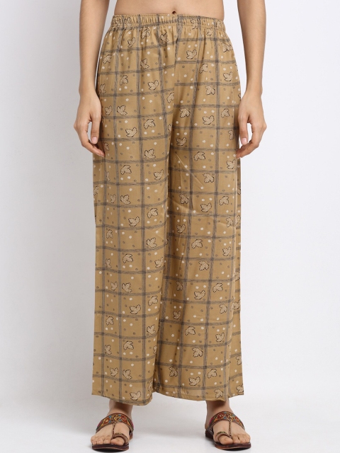

NEUDIS Women Brown & Black Printed Wide Leg Palazzos
