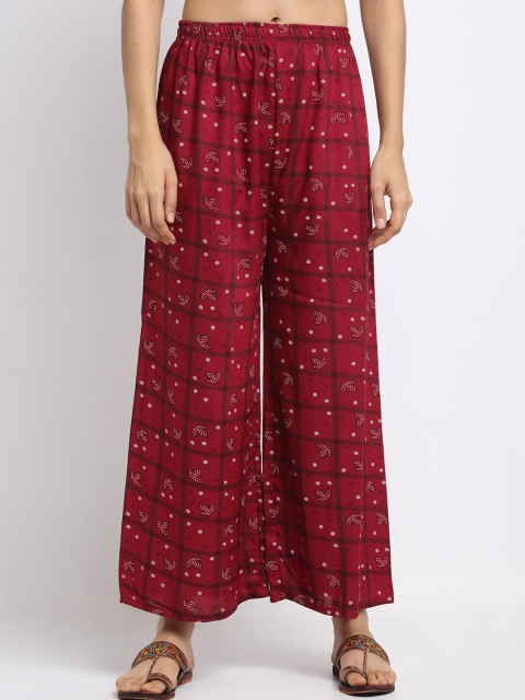 

NEUDIS Women Maroon Printed Wide Leg Palazzos