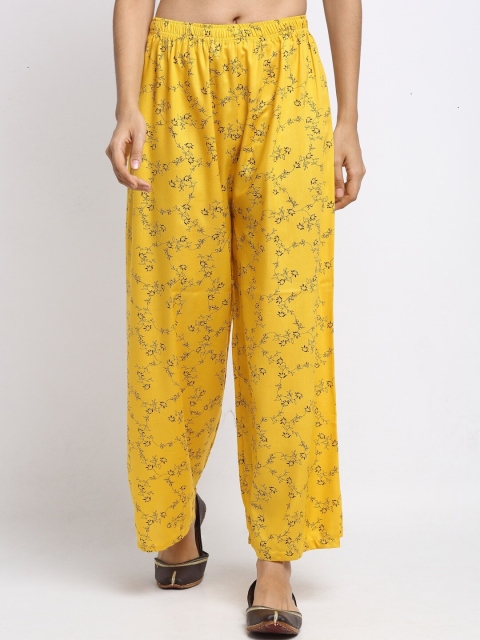 

NEUDIS Women Yellow & Black Printed Wide Leg Palazzos