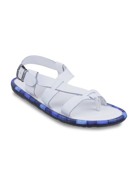 

Metro Men White & Blue Leather Comfort Sandals
