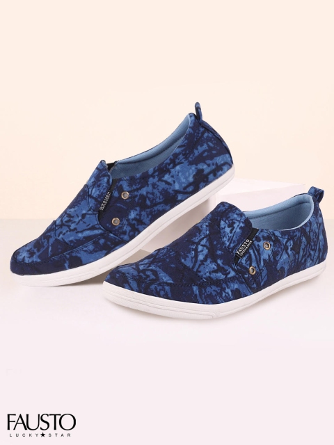 

FAUSTO Men Blue Printed Slip-On Sneakers