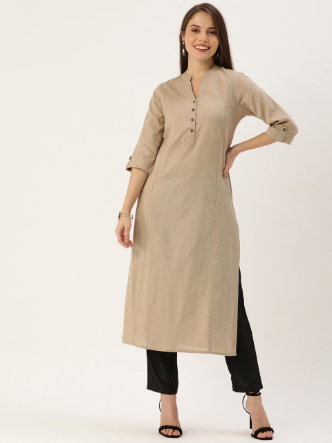 

AMUKTI Women Beige Panelled Kurta