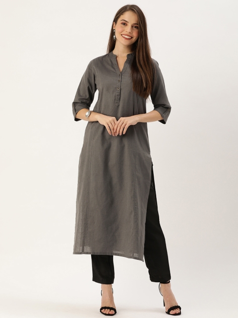 

AMUKTI Women Grey Panelled Kurta