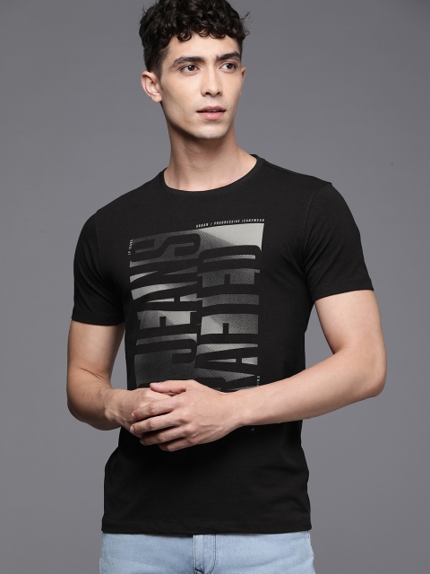 

Louis Philippe Jeans Men Black Printed Round Neck T-shirt