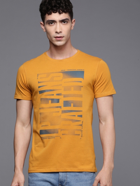 

Louis Philippe Jeans Men Yellow Printed Round Neck T-shirt