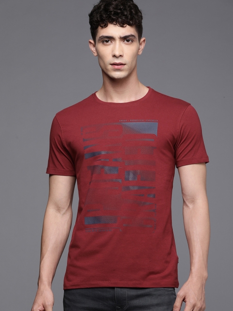 

Louis Philippe Jeans Men Maroon Printed Round Neck T-shirt