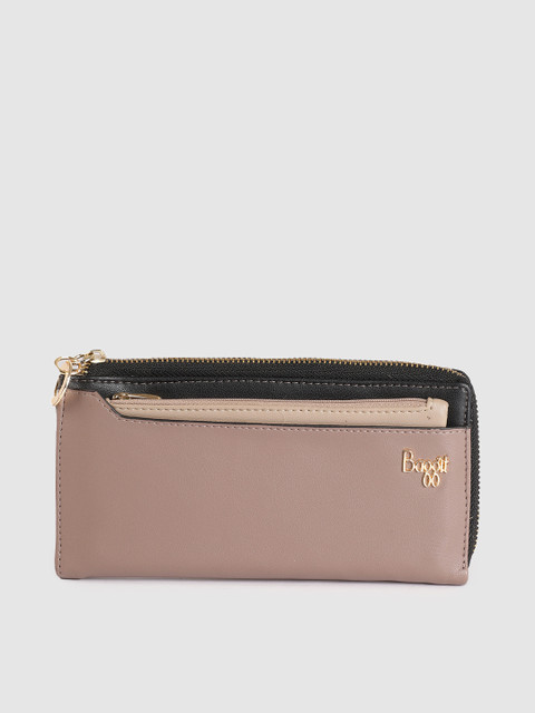 

Baggit Women Beige & Pink Solid Zip Around Wallet